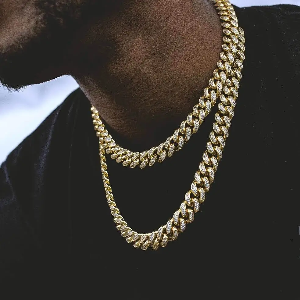 2018 USA Miami cuban link chain micro pave AAA sparking bling cubic zirconia wide chain hip hop Rock bling men cool necklace