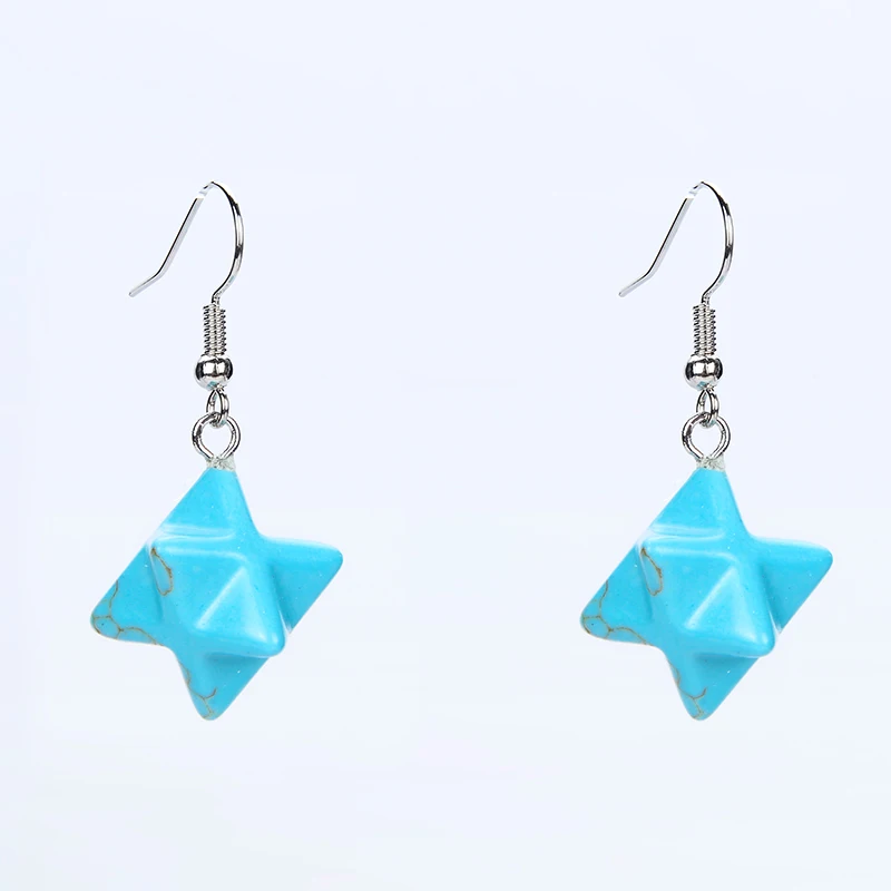 New Natural Stone Drop Earring White Pink Crystal Amethysts Lovely Merkaba Ear Hook Earrings Women Gifts Fashion Charm Jewelry
