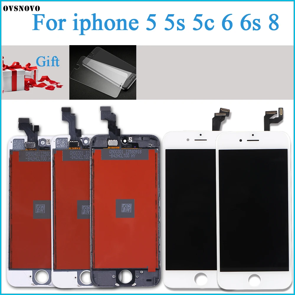 

ЖК-дисплей без битых пикселей для iPhone 6 Дисплей для iPhone 5s 6s 8 сенсорный экран дигитайзер в сборе + закаленное стекло для замены