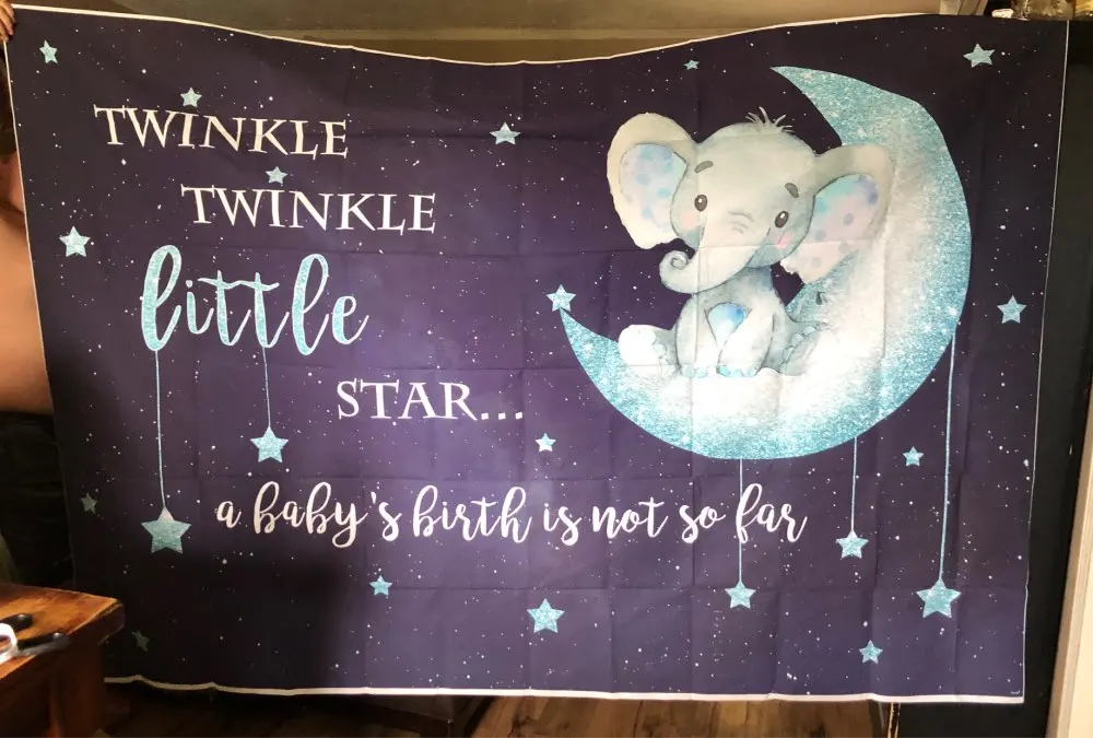 Фон для фотосъемки новорожденных с изображением слона мерцающей маленькой звезды