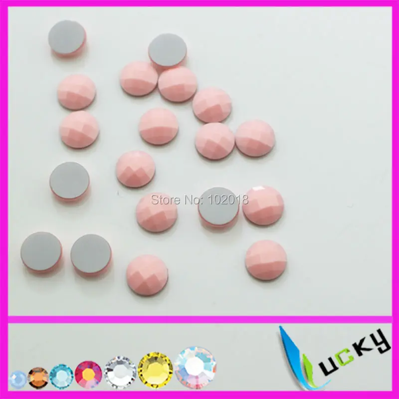 1440PCS 8mm free shipping half round shape light pink color hotfix epoxy flatback pearl perfect look