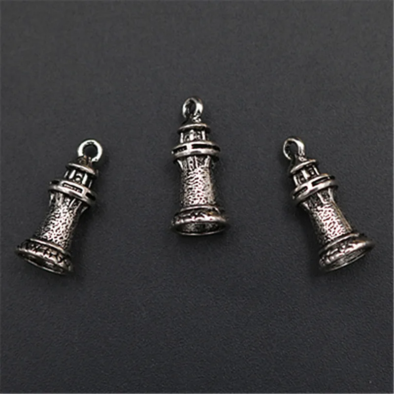 10pcs Antique Silver Color 3D Metal Stupa Charm Alloy Pendant Vintage Necklace Bracelet DIY Handmade Jewelry Making 20*9mm A1561