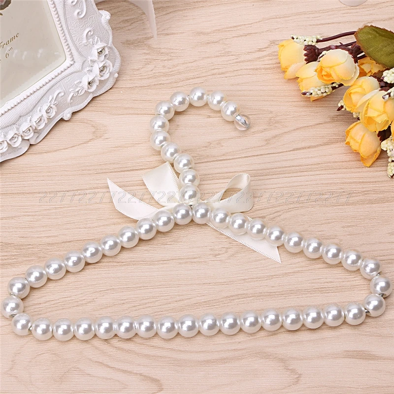 Fashion Plastic Pearl Bow Clothes Clothing Hanger For Kids Children Pet Dog JUN21 dropship