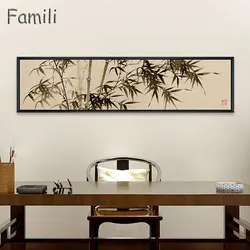 Digital printed Traditional Chinese Bamboo Painting Landscape Oil painting on Canvas Sofa Poster Wall Picture for Living Room