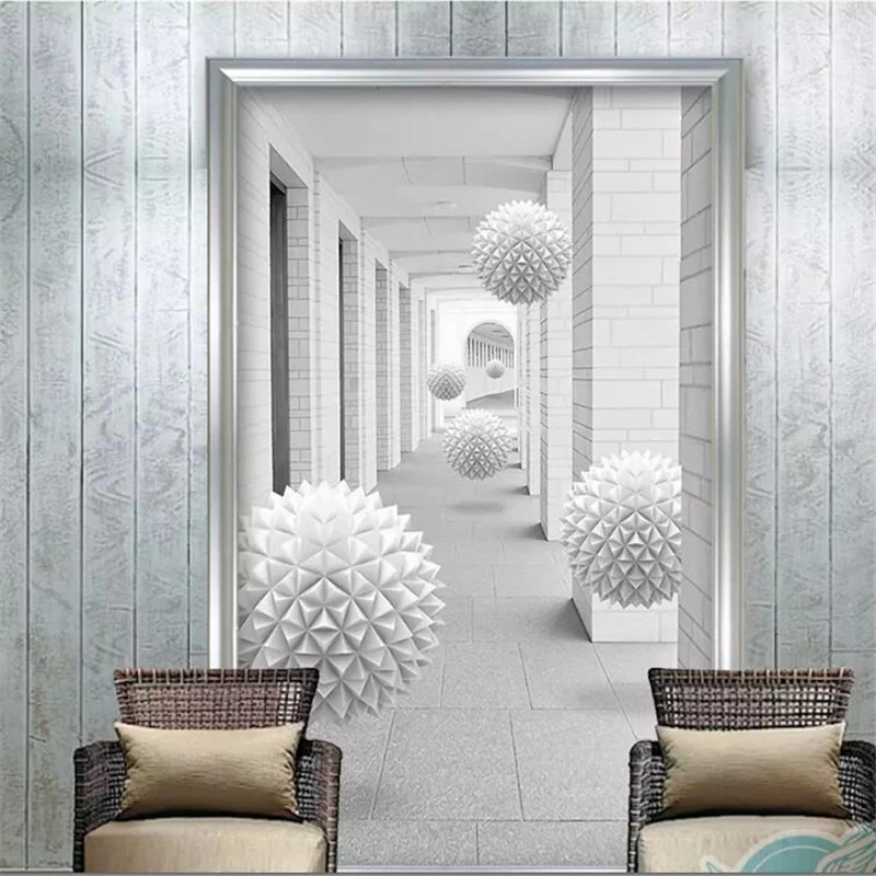 wellyu Custom wallpaper fresco 3D photo murals round ball staircase living room hallway entrance wallpaper 3d papel de parede