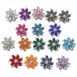 KZ1719 Crystal rhinestone Colorful Flowers 18MM snap buttons fit DIY 18MM snap bracelet snap jewelry wholesale