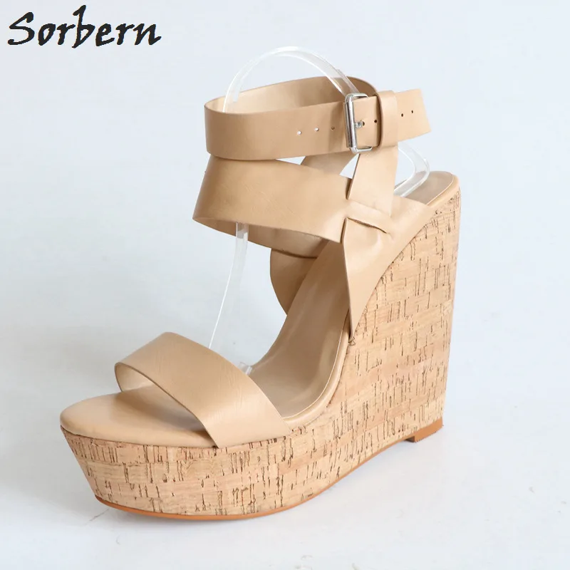 

Sorbern Light Brown Women Sandal Wedge Heels Design Shoe For Woman Summer Wedge Shoes Platform Slingbacks Ankle Strap Shoes