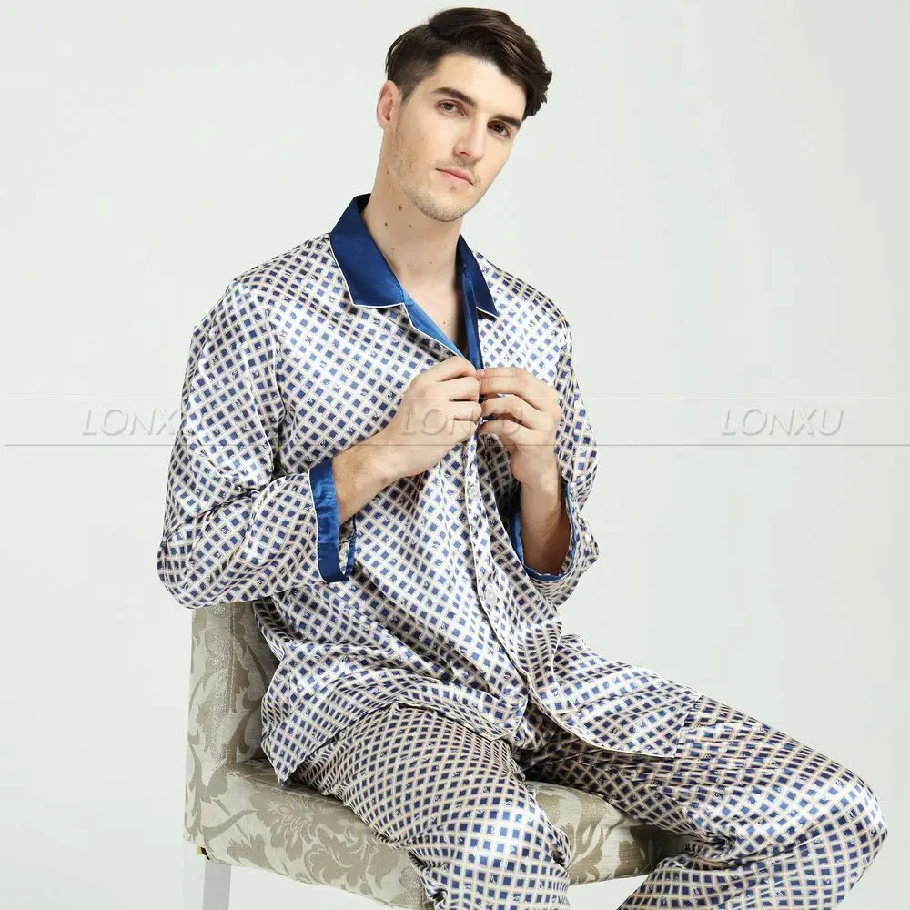 Mens Silk Satin Pajamas Set Pajama Pyjamas Set  Sleepwear  Loungewear  M,L,XL,XXL,3XL