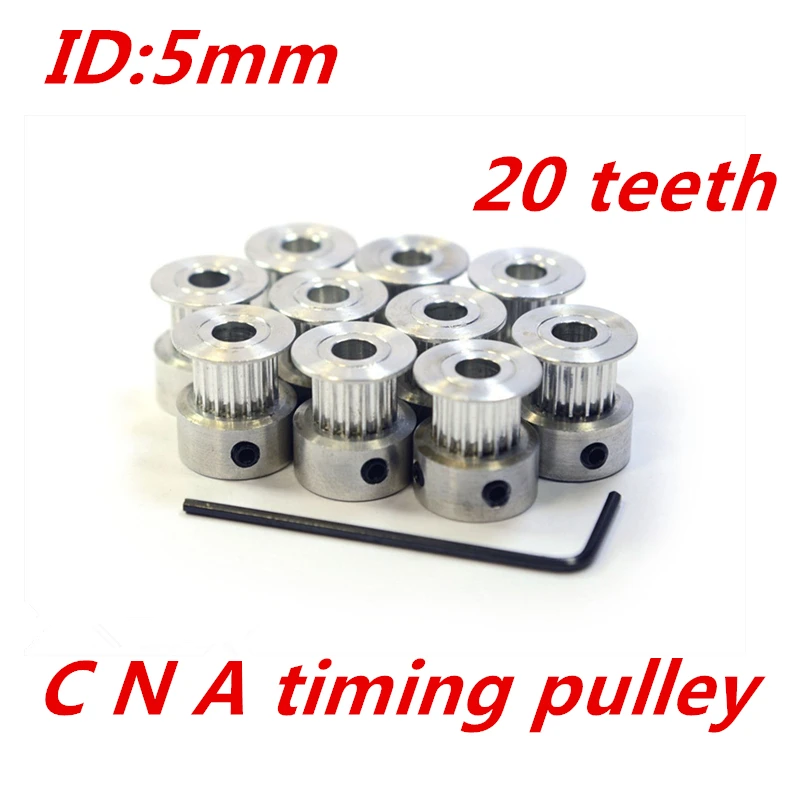 5pcs GT2 Timing Pulley 20teeth Alumium Bore 5mm fit for GT2 belt Width 6mm ( 20 teeth )