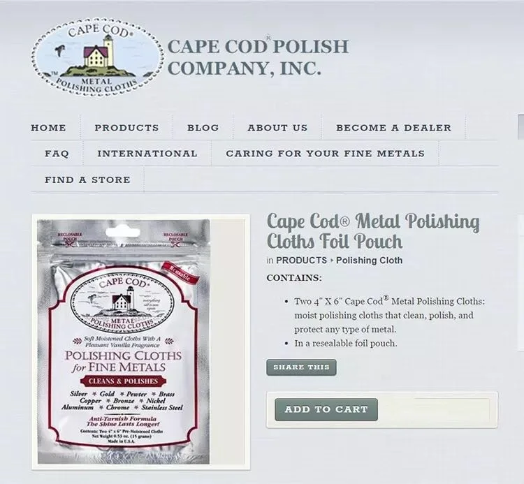 Cape Cod Cleans Polishing Cloths for Fine Mtals - Twin Pack for Jewelry Watch