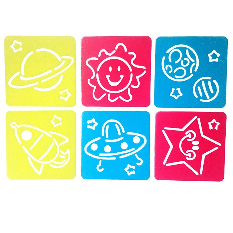 HOT SALE 6Pcs Children Transport Shaped Plastic Painting Drawing Template Stencil Kids Toy Gift