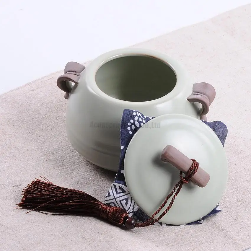 Elegant Rui Kiln Porcelain Tea Cans Caddy Ceramic Tea Set Canister Spice Jar Storage Bottle for Puer/Pu'erh/white/black tea cha