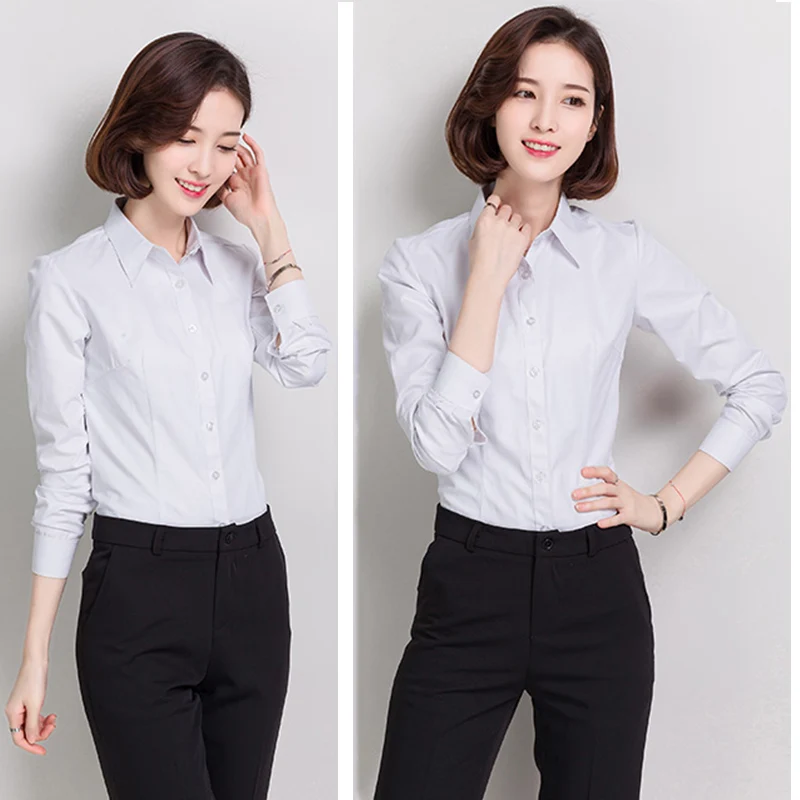 large S-4XL Pure Blouses Turn Down Collar Casual High Street Woman Fashion Shirts Feminino cotton white New Women Long Sleeve