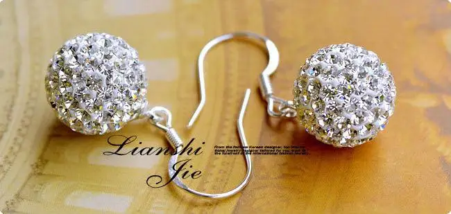 925 Silver Needle Fashion Shiny Shambhala Ball Crystal Ladies Drop Earrings Jewelry Women Anti Allergy Birthday Gift