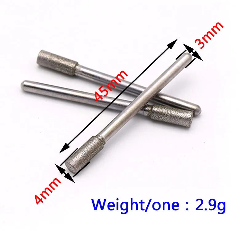 1/8 Buah Alat Abrasif Kepala Gerinda Silinder Berlapis Berlian Bit Gerinda 3Mm Pisau Dremel Alat Ukir Putar untuk Kaca