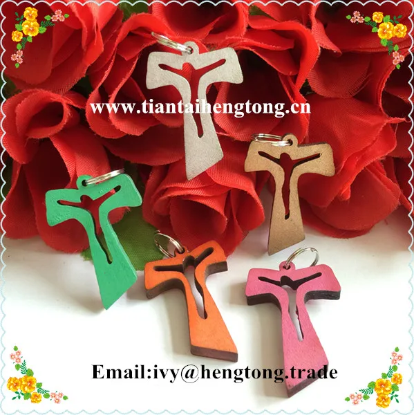 Wholesale  wood rosary accessory, rosary cross pendant, small t shape cross, religious rosary crucifix