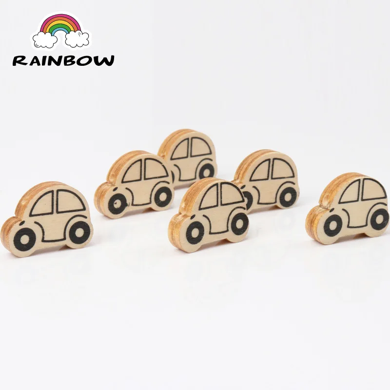 Wood Material Color Nature Car Pattern Wooden Spacer Beads For Jewelry Making DIY 20pcs 25x18mm