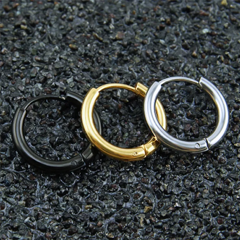 1 Pair Stainless Steel Simple Round Stud Earring For Man Unisex 3 Colors Ear Piercing Jewelry Gifts image 3