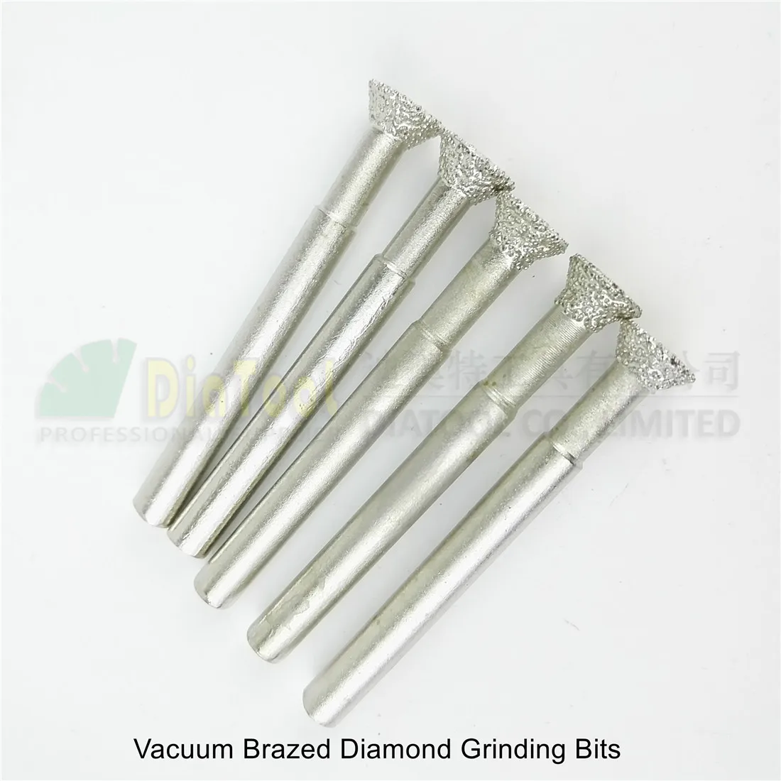 DIATOOL Shank 6mm 5pcs Vacuum Brazed Diamond Grinding Heads #7 Bits Burs