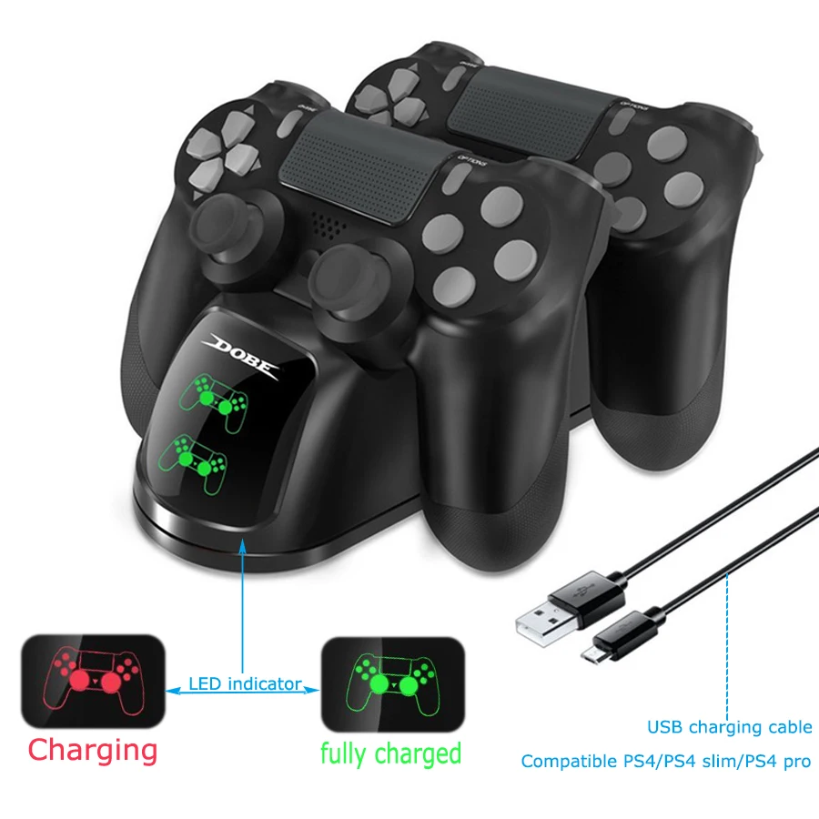 Fast Gamepad Charging Dock For PS4 Dual Controller Charger Station Joystick Stand Holder Base for SONY PlayStation 4 Pro / Slim