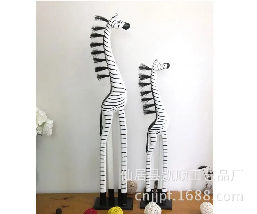 The new floor-selling American rustic wooden zebra craft ornaments XS2099