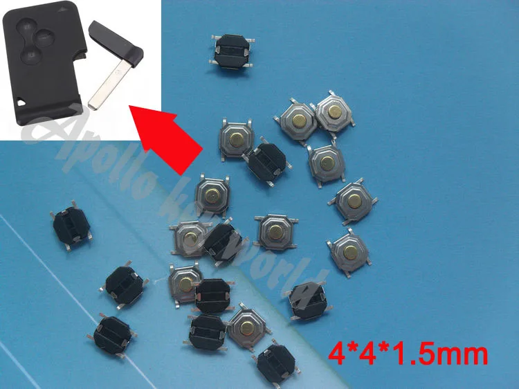 SMD Micro Tactile Switch Push Button For Renault Laguna Espace Clio Megane Grand Scenic Smart Card Key (Size:4*4*1.5)