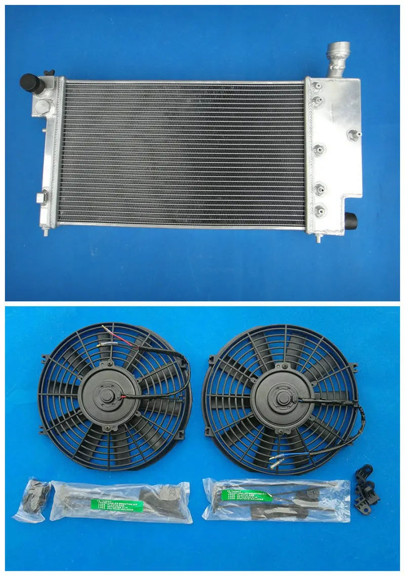 2 ROW 50MM ALUMINUM RADIATOR + Fans FOR 1991-2001 PEUGEOT 106 for GTI & RALLYE//CITROEN SAXO/VTR 92 93 94 95 1996 1997 98 99 00