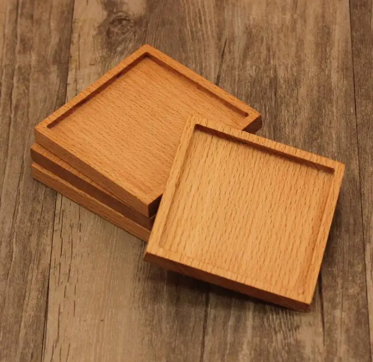 100pcs/lot 8.8cm Beech & Walnut Wood Coasters Cup Coffee Tea Cup Pads Drinking Mats Teapot Drink Coaster SN1203