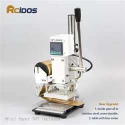 WT-90DS RCIDOS Stamping Machine,leather bronzing/Creasing machine,hot foil stamping machine,110V/220V,with foil roll holder