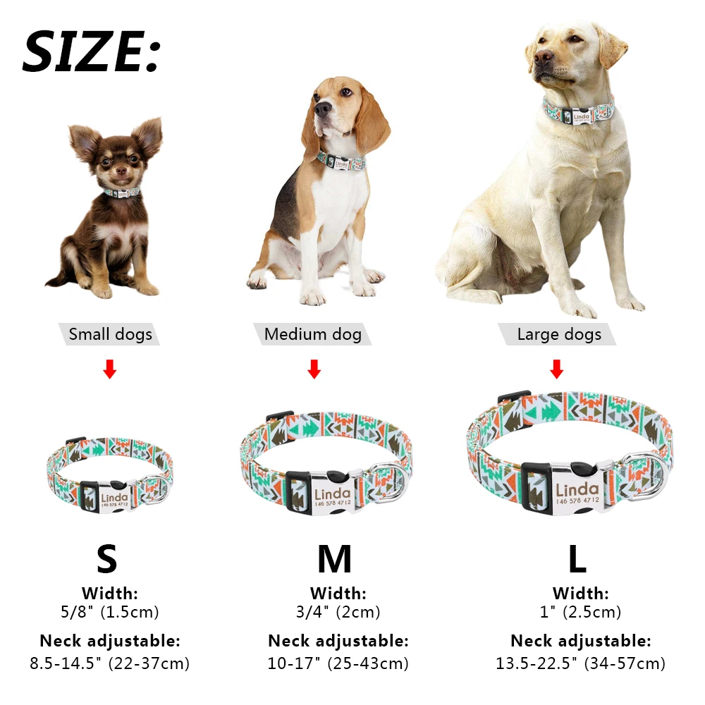 Collar de nailon personalizado para perros pequeños, Collar para Chihuahua, identificación de nombre grabada para mascotas pequeñas, medianas y