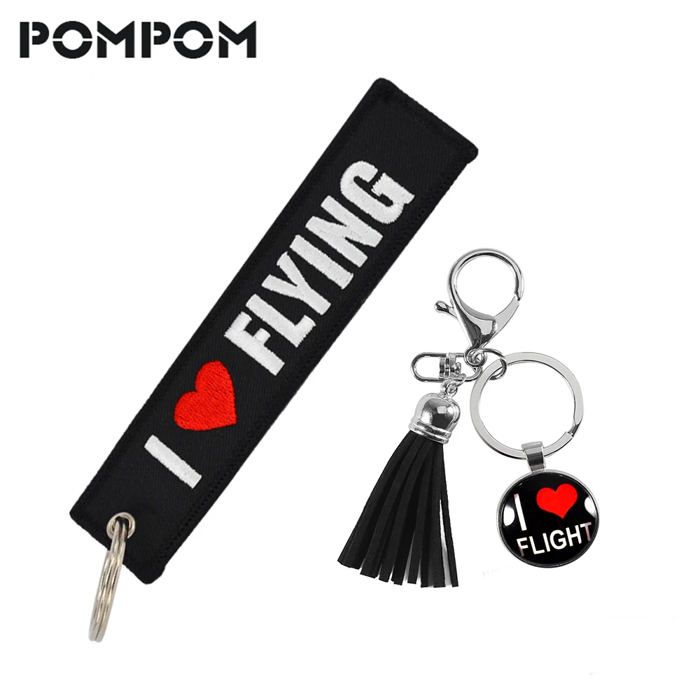 

I LOVE FLYING Pilot Keychains llavero Mixed 2 PCS Aviation Gifts Emboridery Message 13x3CM keychain key Ring key Tags Jewelry