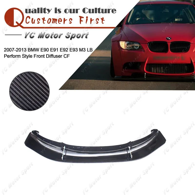 Car Accessories Carbon Fiber Front Diffuser Fit For 2007-2013 E90 E91 E92 E93 M3 LB Perform Style Front Lip with Rod