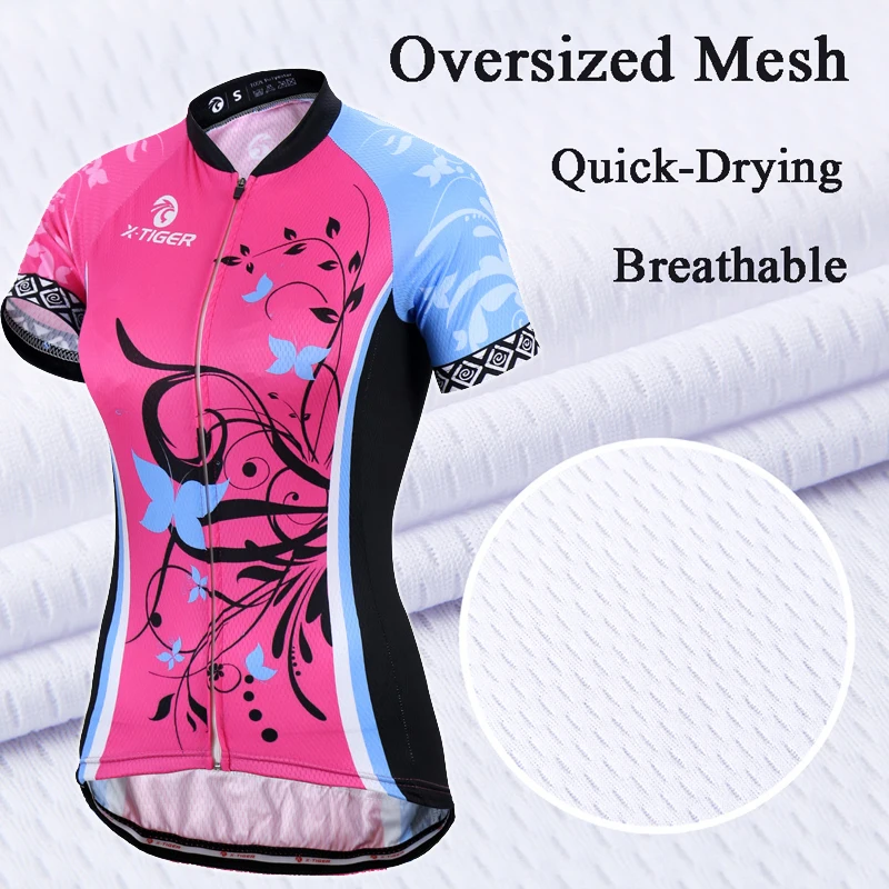 X-Tiger Short Sleeve Women Cycling Jerseys set Breathable Mountain Bike Clothes Women Bicycle Cycling Clothing Ropa Ciclismo