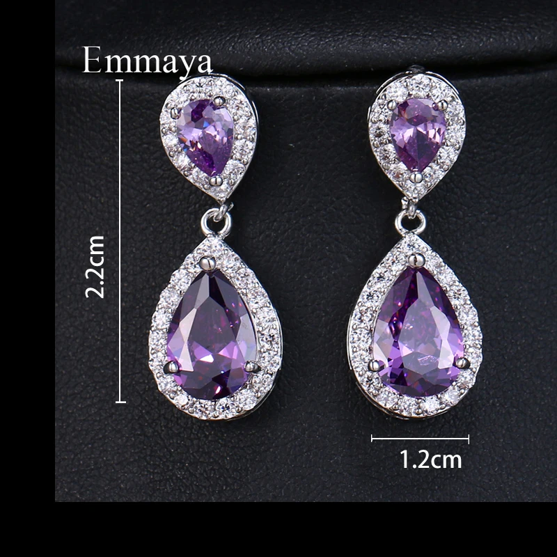 EMMAYA Rose Gold color Vintage Allure Purple CZ  Earrings Women Wedding Jewelry Femme Brincos Gift
