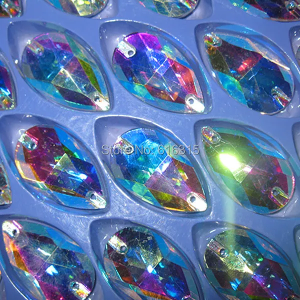 sew-on ab crystal flat back 10.5*18mm  100 pcs per pack tear drop shape free shipping