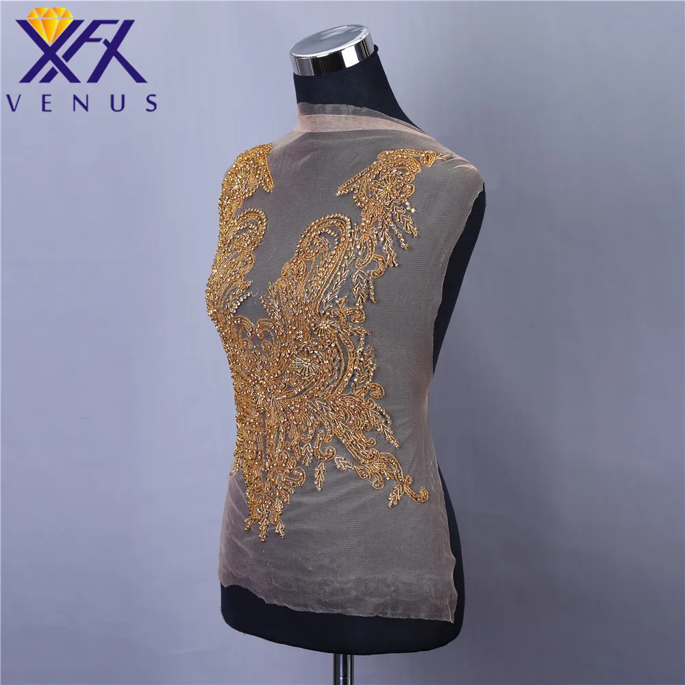 XFX VENUS 1Pcs Hand-sew Rhinestones Patches For Garments Applique Beads Embroidered Strass Trimming For Party Dresses