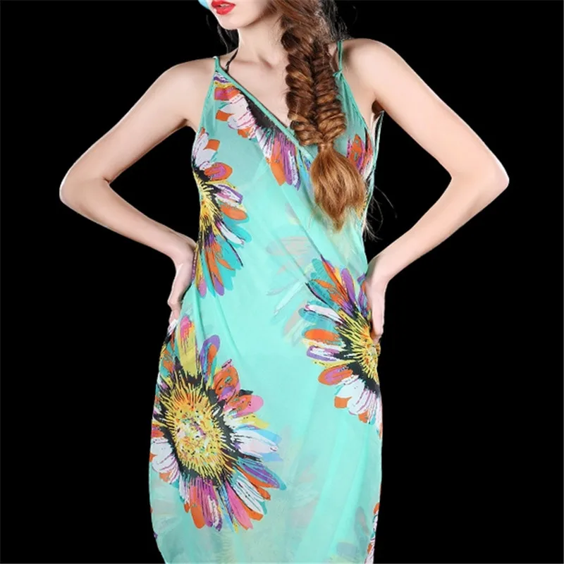 New Arrival Chiffon Flower Scarves Spring Summer Women Sunscreen 8 Colors Silk Straps Beach Towel Long Soft Shawls Dual Wraps