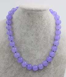 lavender  purple jade necklace round 12MM  17