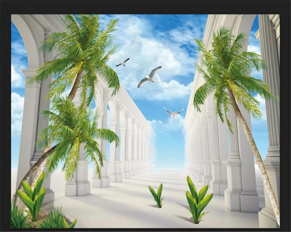 Beibehang Custom wallpaper 3D mural coconut beach living room bedroom TV background home decoration wall mural 3d wallpaper