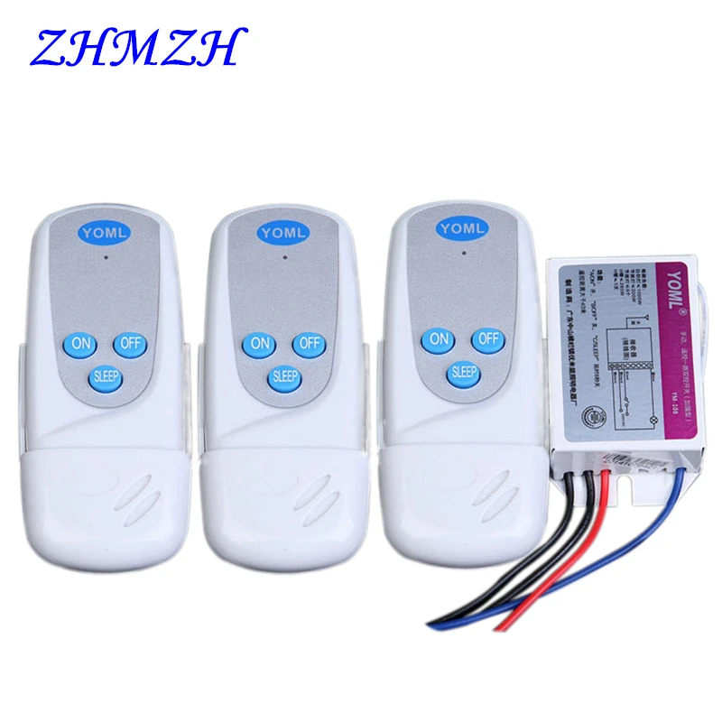 220V Light Intelligent Remote Control Switch 110V Digital Smart Wall Teleswitch Wireless Receiver With Three Remote Controls