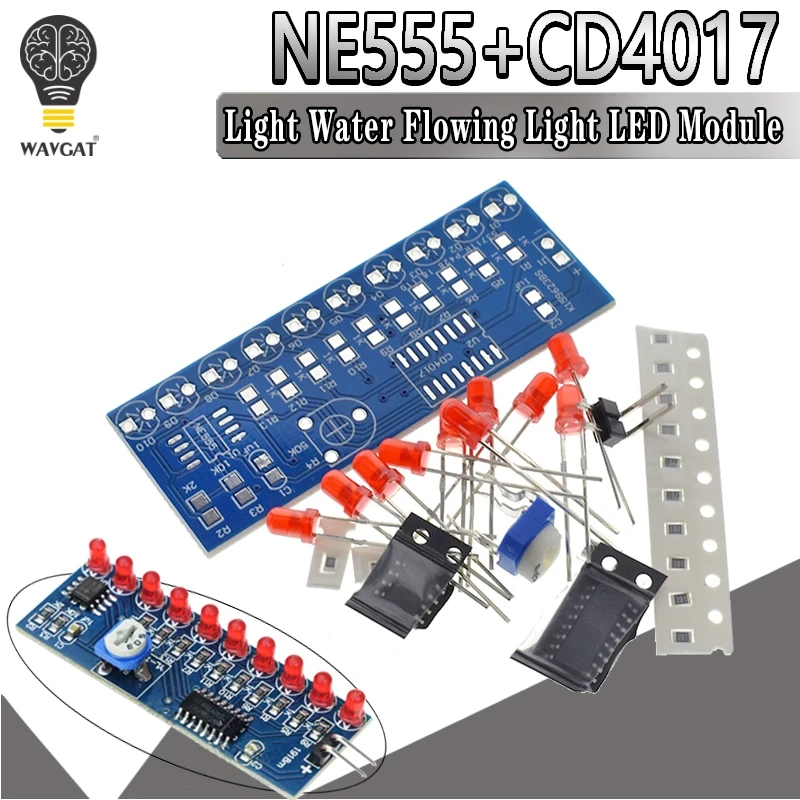 Smart Electronics zestawy NE555 + CD4017 światła wody płynącej moduł oświetlenia LED zestaw do samodzielnego montażu dowiedzieć się elektronicznych zasady dla dzieci, laboratorium