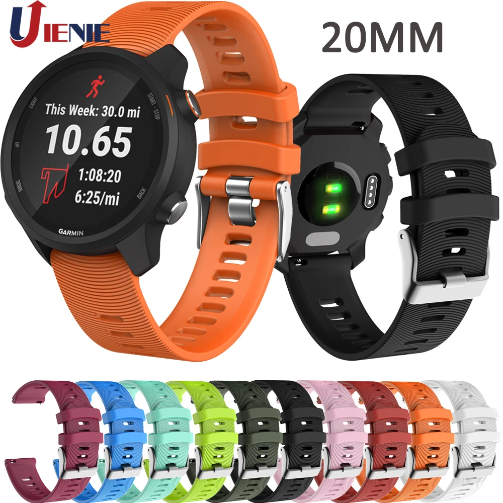 20mm Sport Silicone Watchband Strap for Garmin Forerunner 245 245M 645 Vivoactive 3 Smart Bracelet Watch Band Colorful Wristband