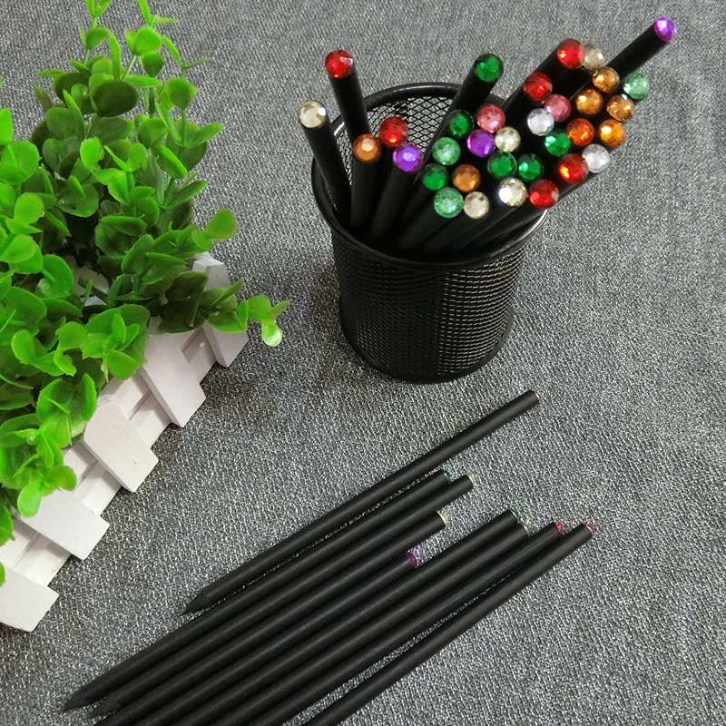 

12PCS black wood pencils HB diamond color pencil drawing art painting stationery supplies school office student safety
