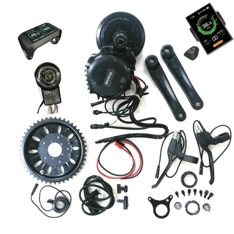 Bafang-Mid Drive Central Motor, Ebike Kits with Light and Gear Sensor Connectors,6V Light Included, 8Fun, BBSHD, 48V, 1000W