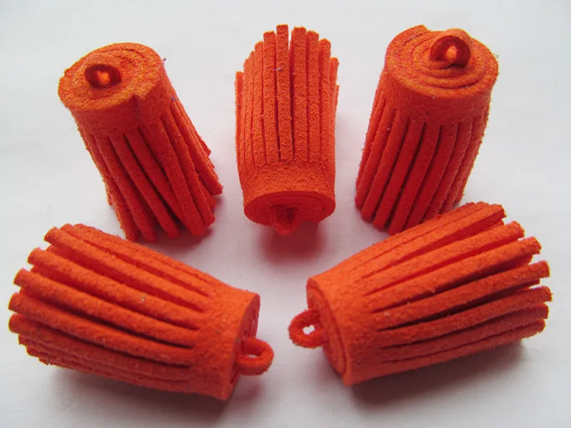 Free Shipping 10pcs 33mm Handbag Tassels,DIY Accessories,  Deep Orange Korean Fleece Suede Cord,Chamois Macrame Bag Component