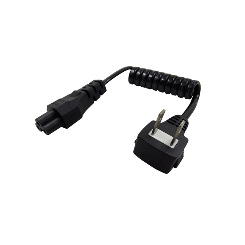 NEMA 1-15P 2 Pin JP US Plug 2 Pole IEC 60320 C5 3 Prong AC Power Cord Short Laptop Portable Spring Retractable Cable 10-30cm