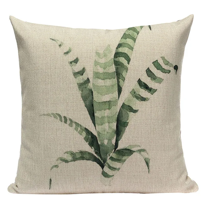 Green leaves cushion covers Tropical Linen Pillow Case plants cactus Square Promotion Home Decor custom print throw pillow