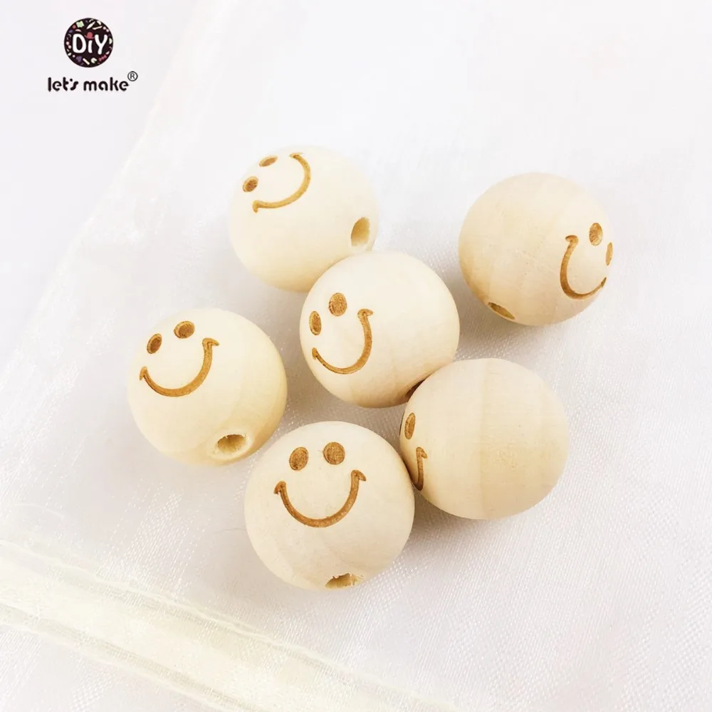 

Teething Beads 20mm Round Necklace Wooden Beads Smiling Unfinished 100 Pieces Wooden Teether Wooden Teething Beads Baby Teether