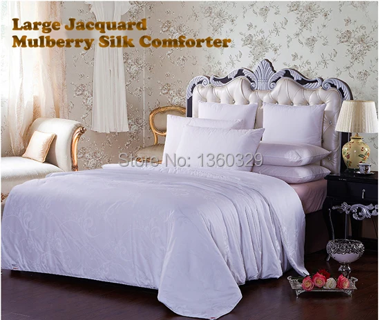 160*210cm 100%Mulberry Silk Blanket Winter Quilt Pink White Silk Comforter Brands silk Blanket Winter colcha solteiro Bedding