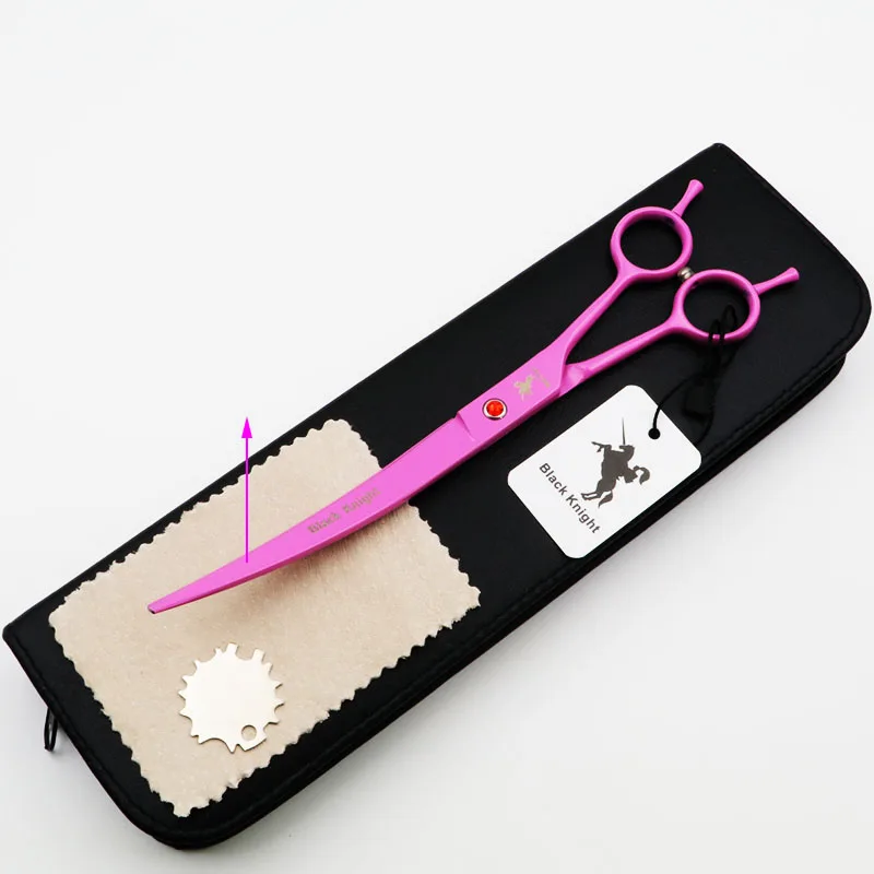 8 Inch Professional Pet Scissors For Dog Grooming Straight/Downword/Upword Curved Right Left Hand Shears Japan 440C Pink Style